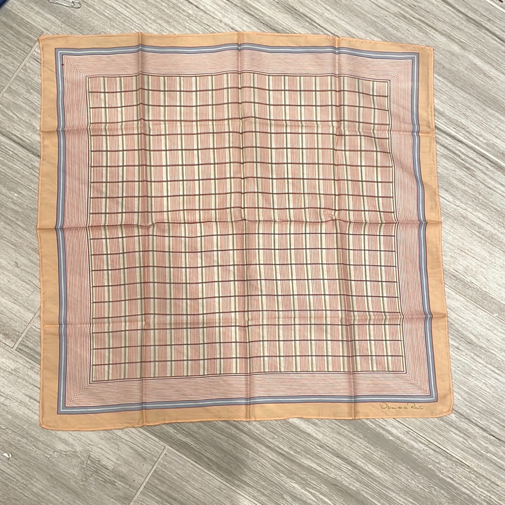 Oscar de la Renta scarf- beautiful peach and blue.